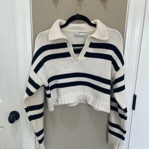 Women's Striped Sweater - Black and White